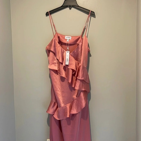 Steve Madden Christina Ruffle Satin Midi Dress sz L NWT - Picture 5 of 11